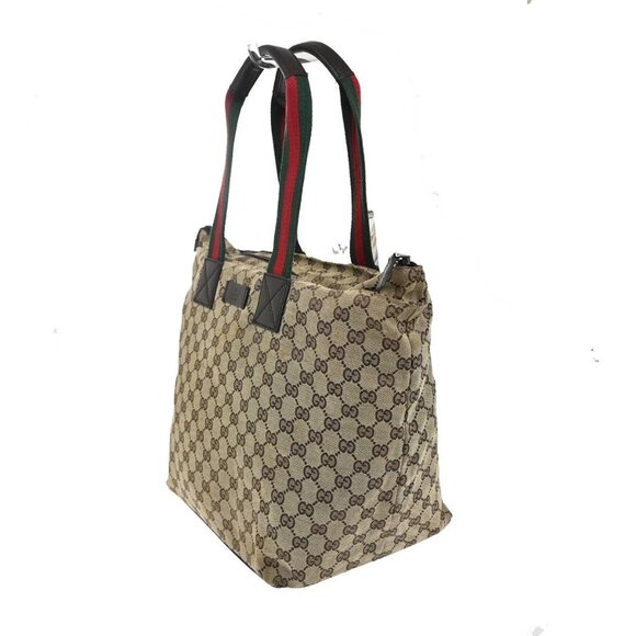 GUCCI GG Logo Sherry Line Shoulder Hand Bag Canvas Leather Beige Italy 67KC204 - Picture 2 of 16
